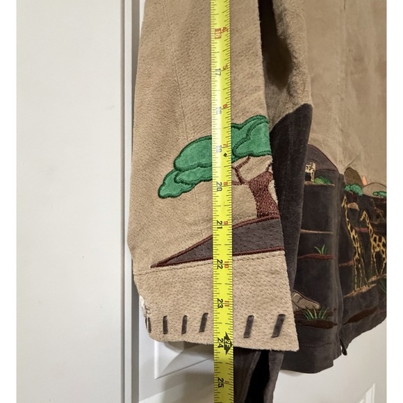 Suede Leather Jacket The Quacker Factory Embroidered Safari Size M - Picture 14 of 14